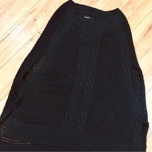 All Saints sweater cable knit poncho pull over black boho preppy luxury …